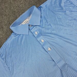 Collars & Co. X-Large Men's Blue Gingham Checkered Short Sleeve Polo Shirt